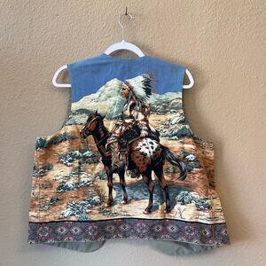 Vintage 90s handmade Native American chief western vest size L